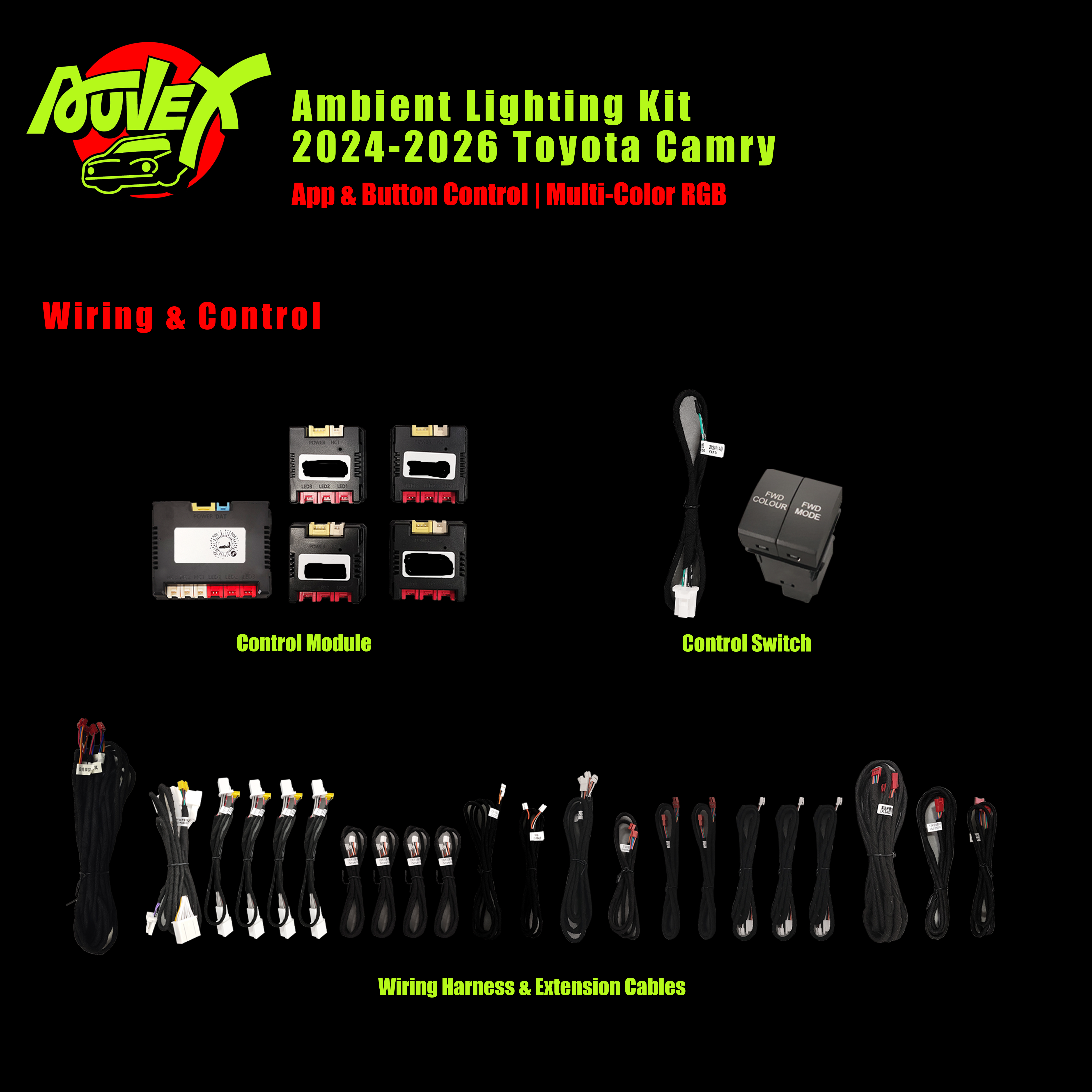 Auvexauto Toyota Camry (2024–2026) Ambient Lighting Kit | 33-LED Phantom / RGB Multi-Zone Interior Light System