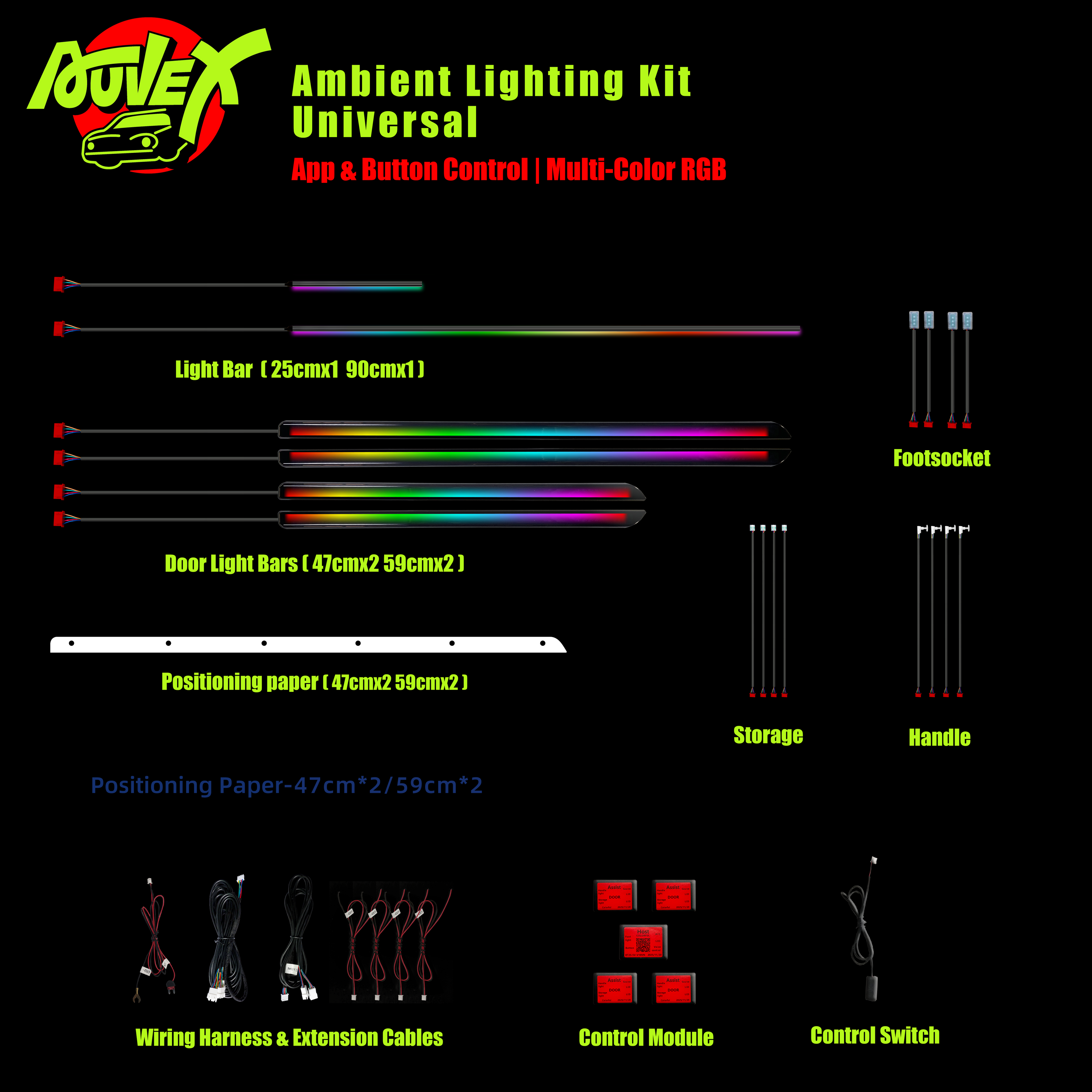 Car Fiber Optic Strips Symphony Atmosphere Light (Auvexauto RGB Acrylic Ambient Light Strip (Model: FW001)) FROM THE BRAND