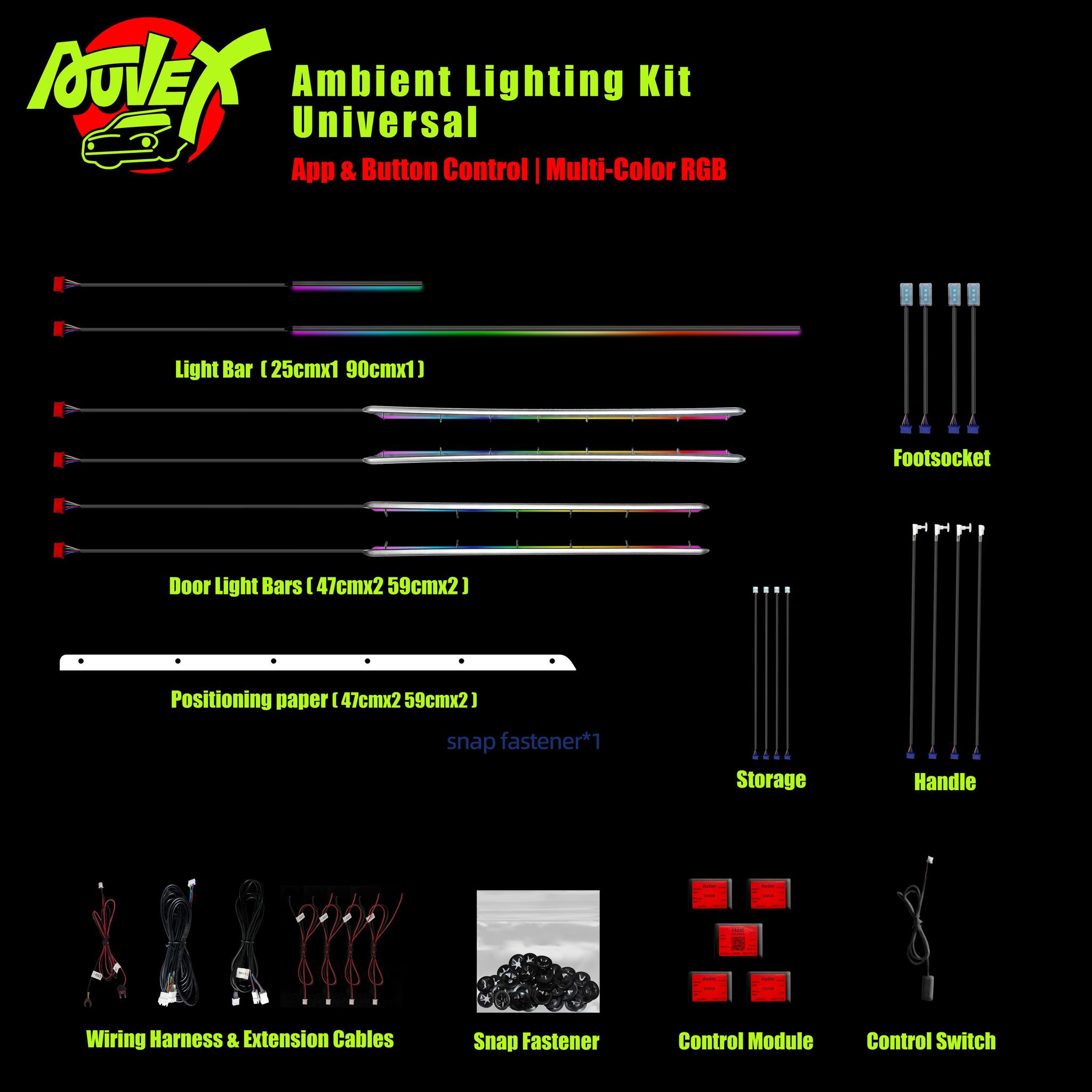 Car Fiber Optic Strips Symphony Atmosphere Light (Auvexauto RGB Acrylic Ambient Light Strip (Model: FW001)) FROM THE BRAND
