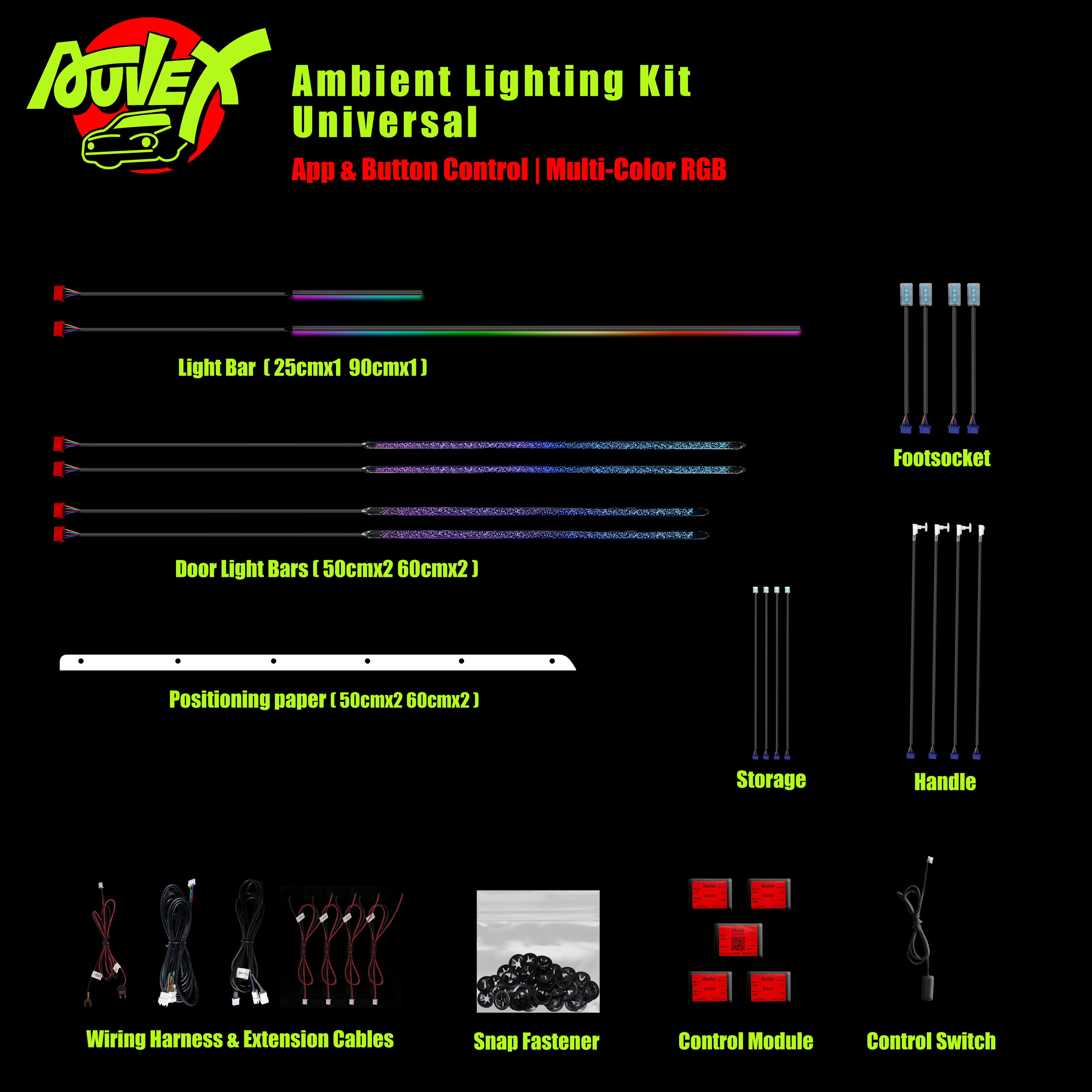 Car Fiber Optic Strips Symphony Atmosphere Light (Auvexauto RGB Acrylic Ambient Light Strip (Model: FW001)) FROM THE BRAND